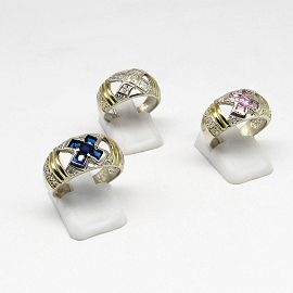 ANILLO BOMBE CALADO CUBICS /PLATA Y ORO